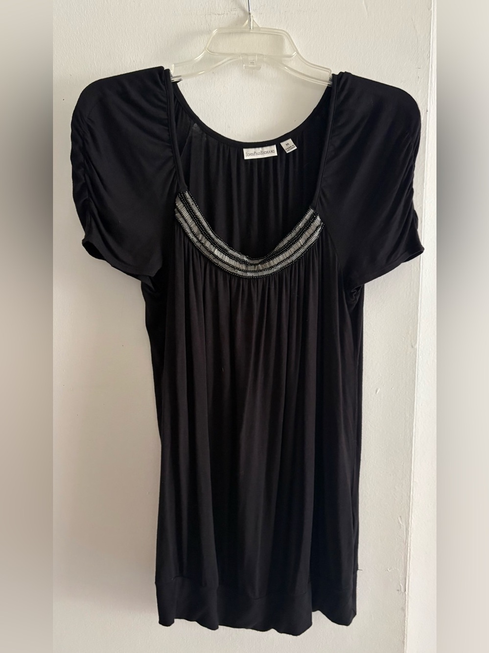 Black Sequined Embellished Black Top Medium